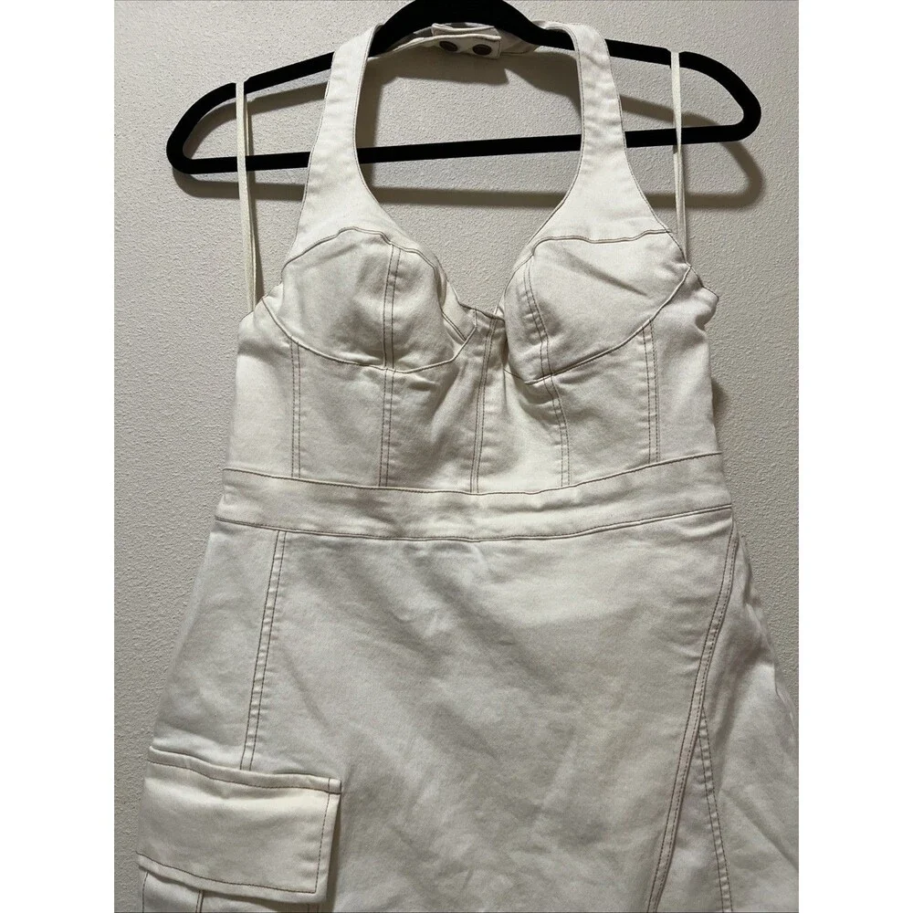 Urban Outfitters Jenny Denim Halter Bustier Mini Dress Women's Size Large - Picture 2 of 5